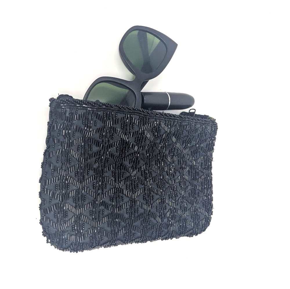 Robinson's vintage beaded black clutch
